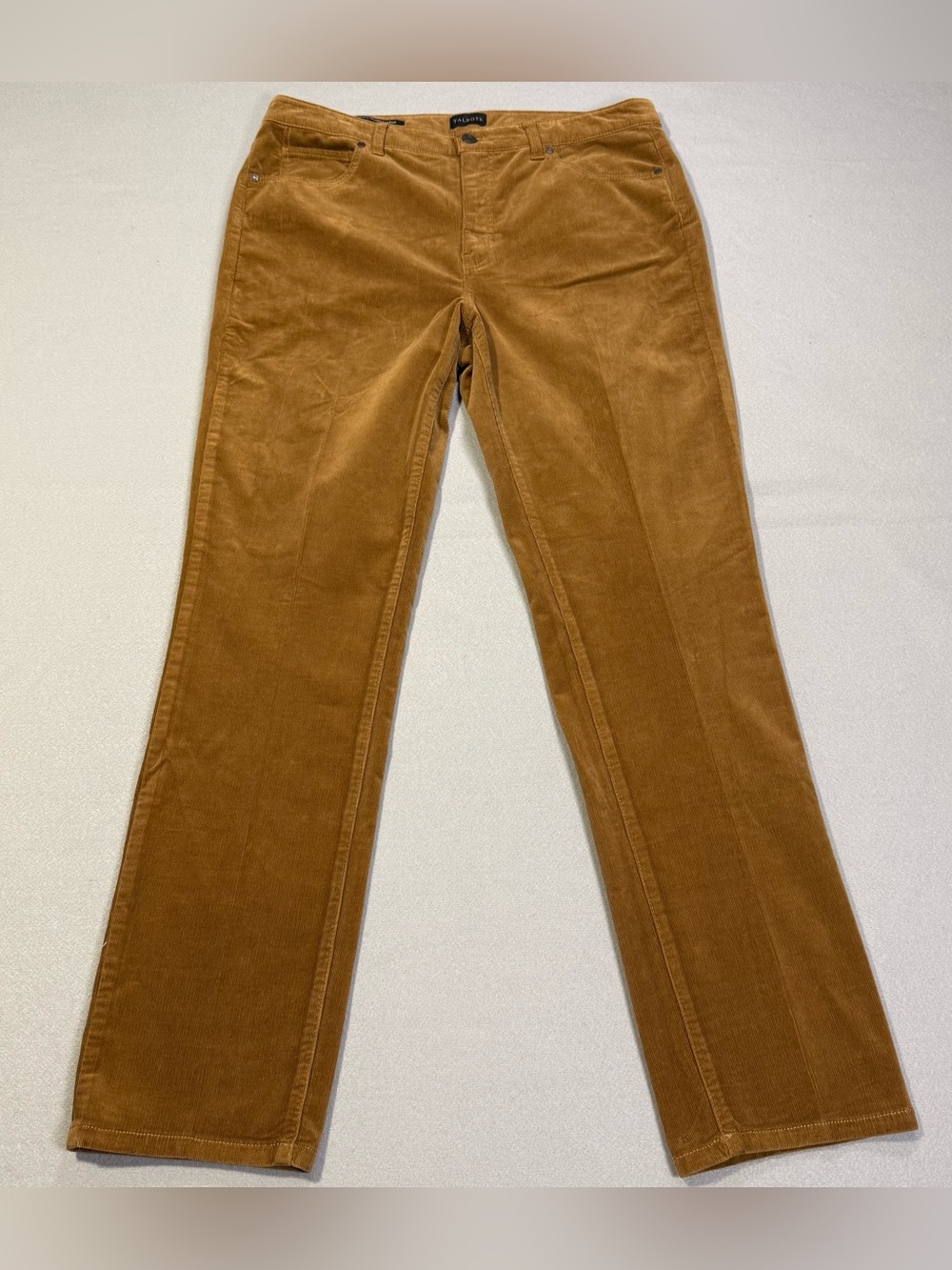 Talbots Corduroy Straight Leg Pants Women’s Size 12 Brown Stretch Cotton Casual